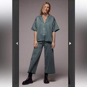 Zara Shimmery Jacquard Knit Ensemble | Top Size XS, Bottoms Size S